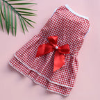 Outdoor Dog Cat Dress with Bow, Cute & Breathable Sundress for Walking, Lightweight Travel Outfit with Bow Tie, Easy Wear for Sm