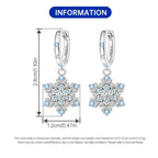 925 Sterling Silver Sparkling Blue Snowflake Drop Earrings Trendy Jewellery