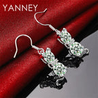 925 Sterling Silver Cute Kitten Zirconia Earrings Women Fashion Wedding Gift