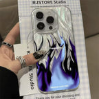 Cool Fire Flame Plated Case for iPhone 17 16 15 14 13 12 11 Pro Max Plus SE