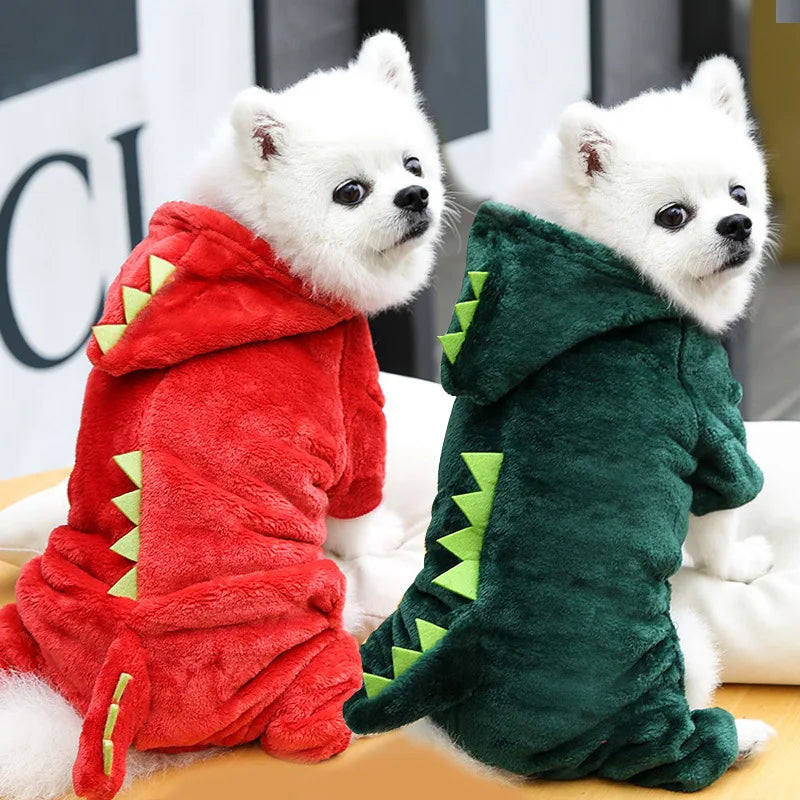 Dinosaur Plush Pet Costume Warm Cat Dog Party Cosplay Clothing Outfit