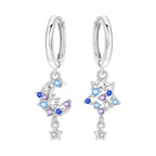 925 Sterling Silver Tassel Zircon Ear Studs Sparkling Hoop Earrings Gift
