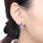 925 Sterling Silver Starry Love Tail Hoop Earrings Women's Jewellery Gift