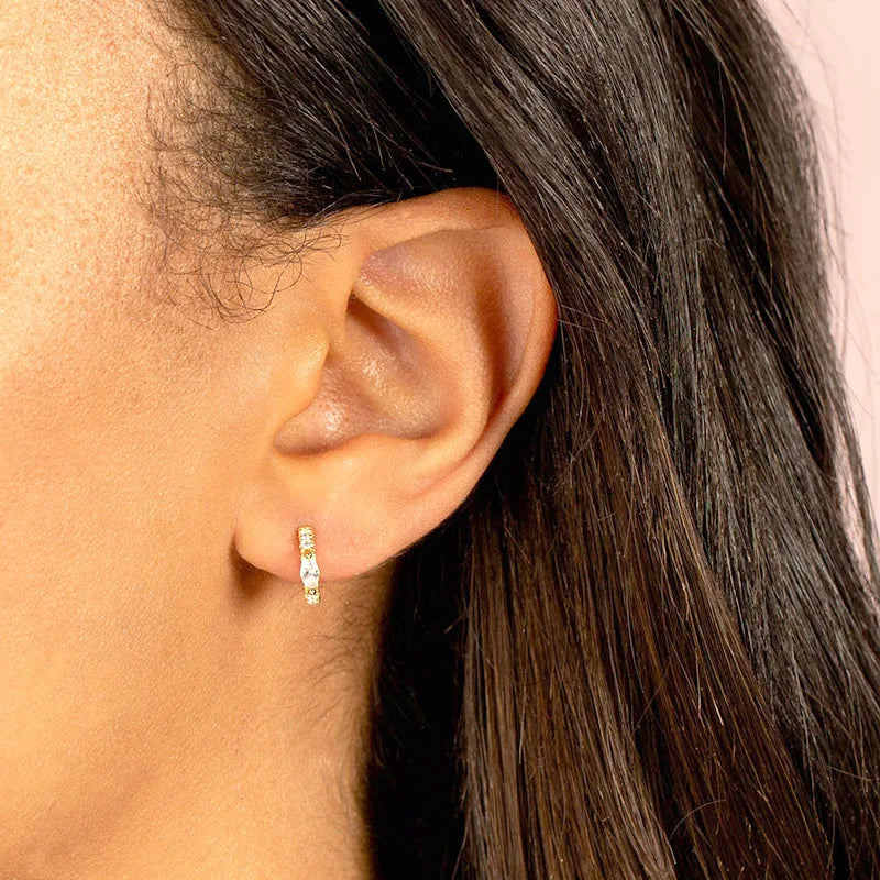 2023 Simple Stainless Steel Round Hoop Earring Colourful Zircon