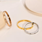 Cubic Zirconia Bangle Bracelet,18K Gold Plated Cuffs, Stainless Steel Jewelry Best Gifts for Valentine's Day Birthdays Gift