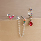 3PCS 9 Styles Gold Plated Geometric Circle Piercing Earrings Set