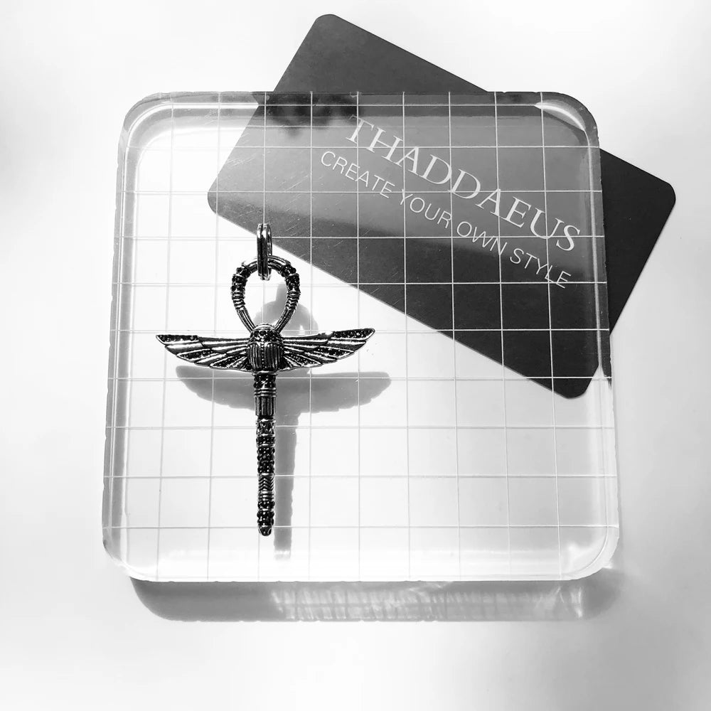 Ankh Cross of Life Scarab Necklace 925 Sterling Silver Vintage Jewellery