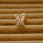 1PC Stainless Steel Tragus Helix Butterfly Piercing Earrings Pink