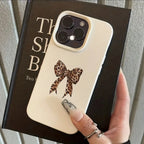 Leopard Print Bow Lychee Case for iPhone 17 16 15 14 Pro Max Plus