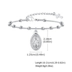 Virgin Mary Rosary Bead Cross Bracelet for Women, Tri-color Adjustable Chain Virgin of Guadalupe Bracelet Baptism Confirmation