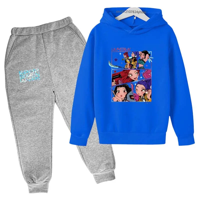 Kids Kpop Demon Hunters Tracksuit Hoodie & Pants Set 2-13 Years Casual Outfit