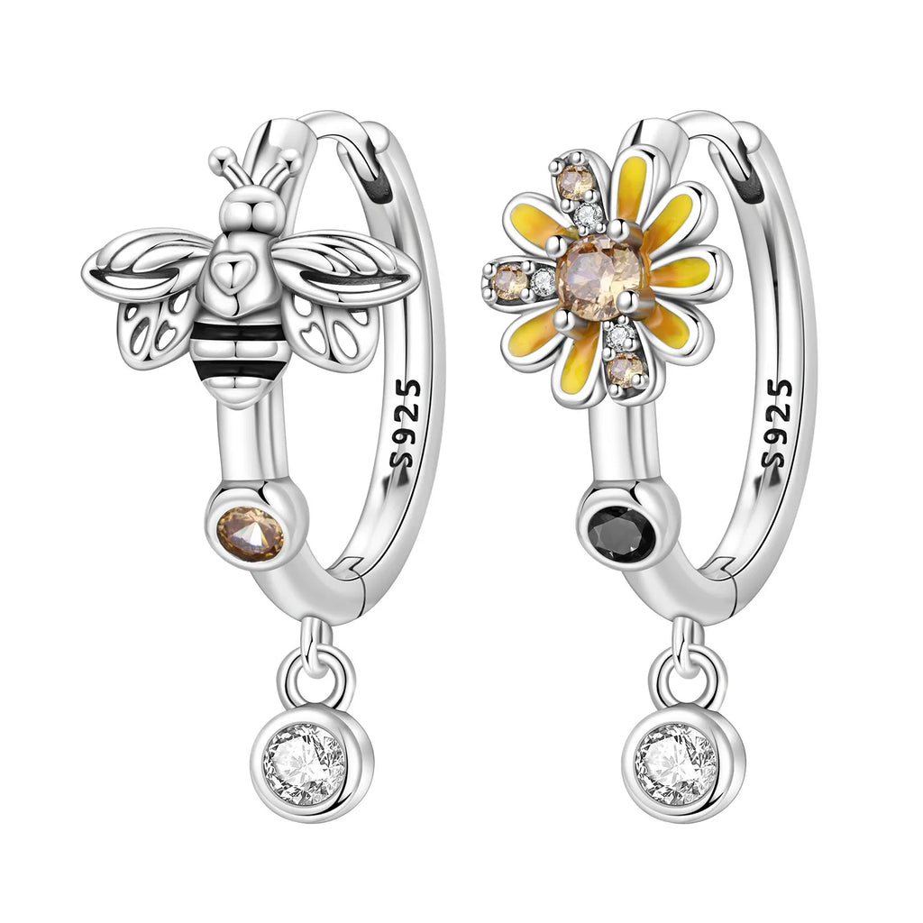 925 Sterling Silver Asymmetric Key Lock Drop Earrings Trendy Jewellery Gift