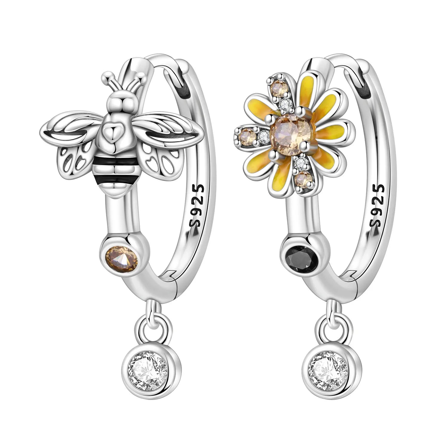 925 Sterling Silver Asymmetric Key Lock Drop Earrings Trendy Jewellery Gift