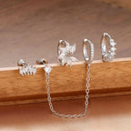 New Gold Lucky Crown Tassel Chain Stainless Steel Hoop Earrings