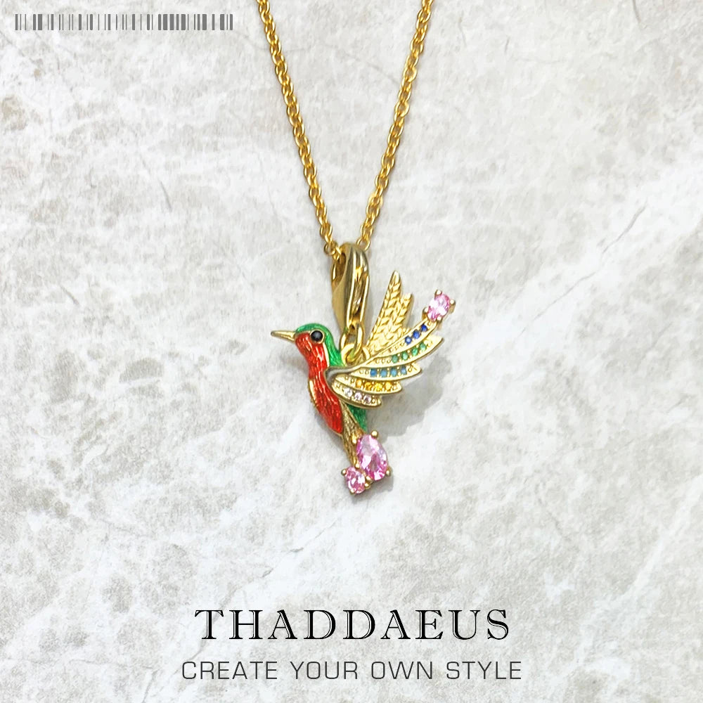 Colourful Hummingbird Necklace 925 Sterling Silver Bohemia Jewellery Gift