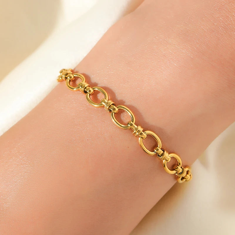 Flower Butterfly Heart Stainless Steel Charm Bracelet Gold Colour