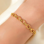 Flower Butterfly Heart Stainless Steel Charm Bracelet Gold Colour