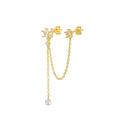 Stainless Steel Star Chain Tassel Drop Earrings 18K Gold Zircon
