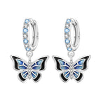 925 Sterling Silver Blue Iris Flower Drop Earrings Anniversary Jewellery Gift