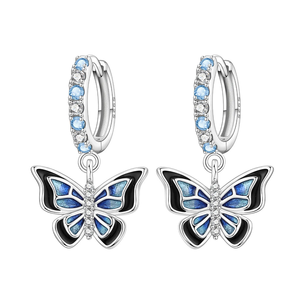 925 Sterling Silver Gradient Dragonfly Insect Drop Earrings Anniversary Gift