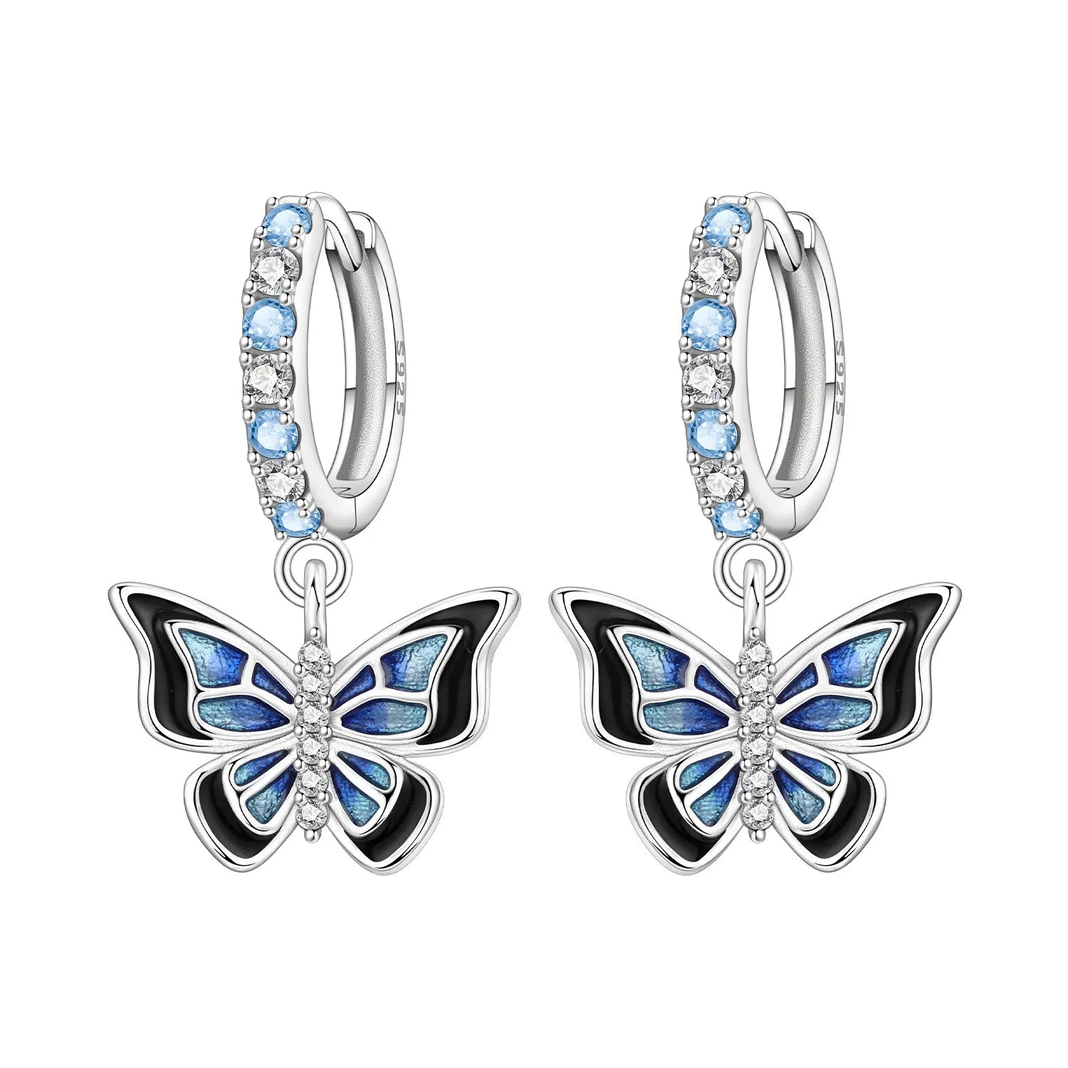 925 Sterling Silver Gradient Dragonfly Insect Drop Earrings Anniversary Gift