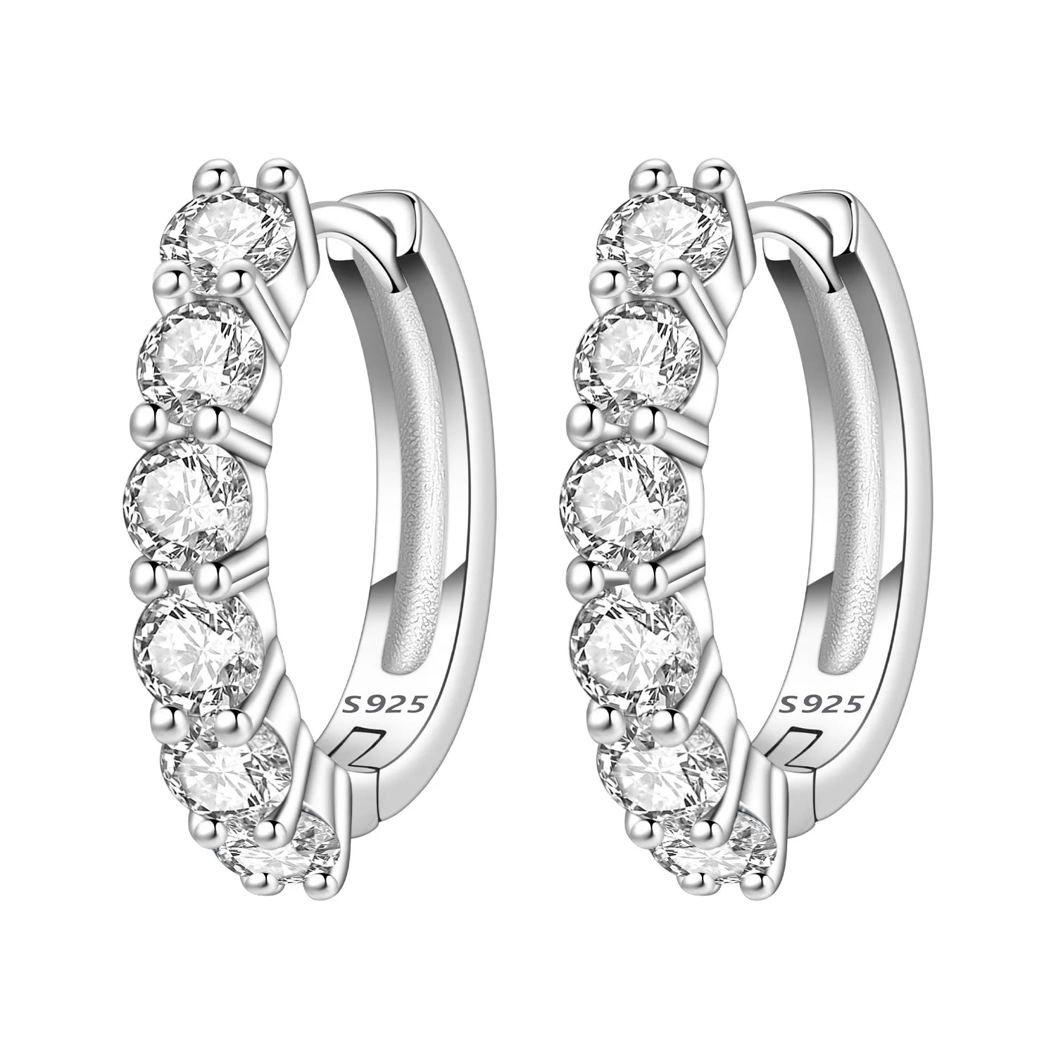 925 Sterling Silver Sparkling Blue Yellow Zircon Hoop Earrings Jewellery Gift