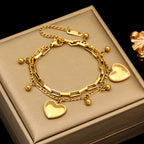 Gold Colour Starfish Moon Star Stainless Steel Charm Bracelet Trendy