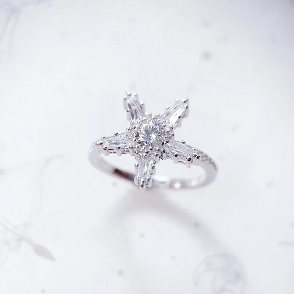 White Star Ring 925 Sterling Silver Timeless Fine Jewellery Women Gift