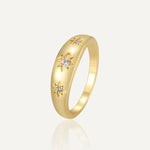 925 Sterling Silver Star Chunky Ring Vintage Trendy Zirconia Stacking Punk Accessory
