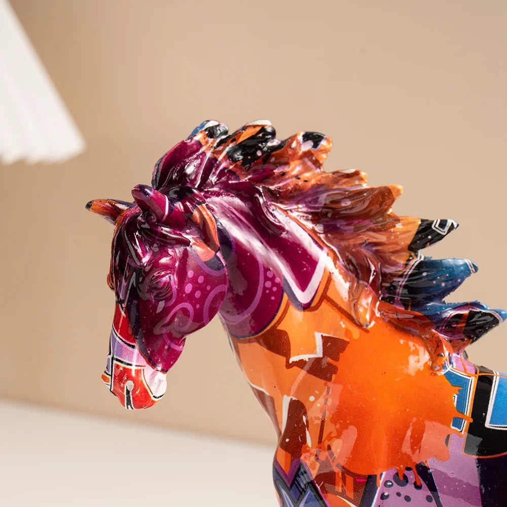 Street Art Colourful Horse Figurines Contemporary Room Office Desk Accessories Pony