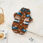 Boho Chic Dog Cat Winter Vest Traditional Pattern Sweater with Back Opening