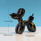 Graffiti Balloon Dog Sculpture Black White Puppy Figurines Modern Tabletop Decoration
