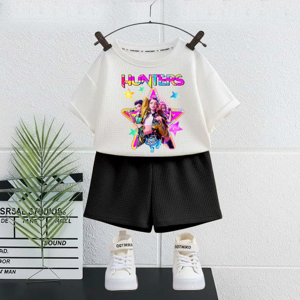 K-pop Girls Summer Casual Outfit Sleeveless Vest and Shorts 2-Piece Set