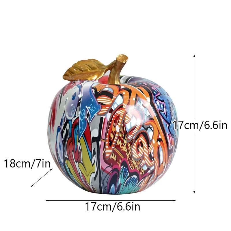 Painting Apple Sculptures Resin Fruit Ornament Statue Modern Pop Art Table Decor