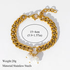 Stainless Steel Coins Heart Charm Bracelet Gold Silver Colour Wrist Chain