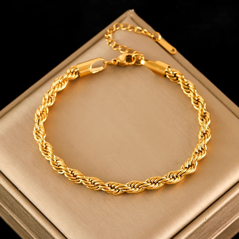 Flower Butterfly Heart Stainless Steel Charm Bracelet Gold Colour