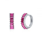 2PCS Stainless Steel Circle Hoop Earrings Colourful Zircon Crystal