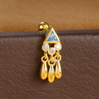 1PC Stainless Steel Zircon Gold Colour Triangle Stud Earrings