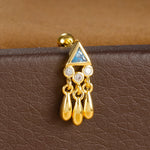 1PC Stainless Steel Zircon Gold Colour Triangle Stud Earrings