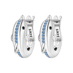 925 Sterling Silver Blue White Cross Versatile Hoop Earrings Birthday Gift