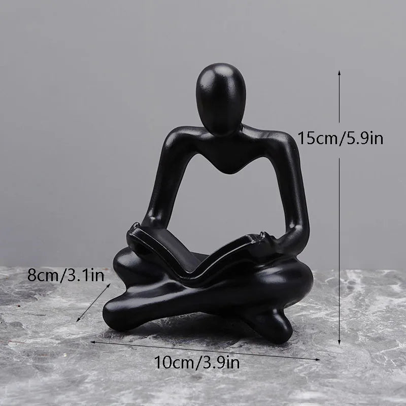Nordic Abstract Reading Book Statue Resin Figurine Office Desktop Handmade Crafts