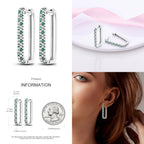 925 Sterling Silver Animal Plant Green Zircon Circle Hoop Earrings Jewellery