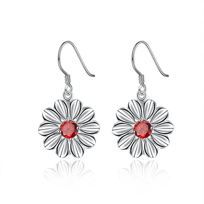 925 Sterling Silver 43mm Round Zircon Earrings Women Fashion Charm Wedding