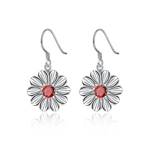 925 Sterling Silver 43mm Round Zircon Earrings Women Fashion Charm Wedding