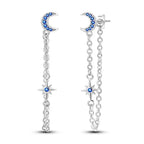 925 Sterling Silver Tassel Zircon Ear Studs Sparkling Hoop Earrings Gift