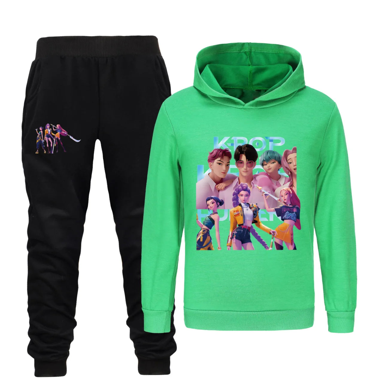 Kids Kpop Demon Hunters Hoodie and Pants 2pcs Set Boys Girls Tracksuit Outfit