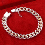 10mm Gold & Silver Chain Bracelet Men Women Noble Wedding Fashion Jewellery