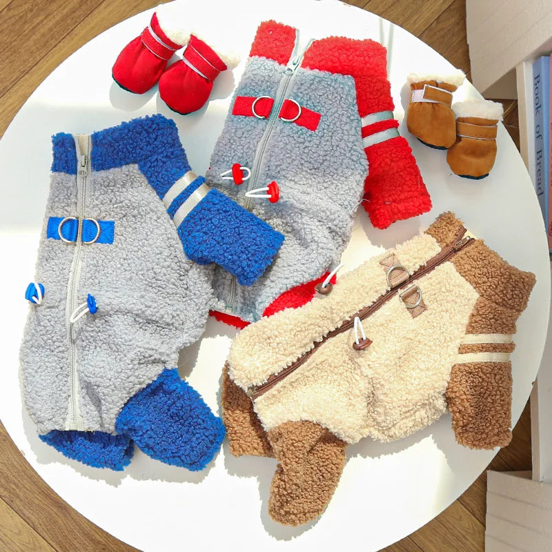 Back Closure Dog Jacket Stylish Winter Coat Warm Zip Up Puppy Outdoor Wear
