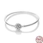 925 Silver 17-20CM Heart Pave Zirconia Original Bracelets Infinity Bracelet Fit DIY Charms Bead Birthday Jewelry Gifts Hot Sale