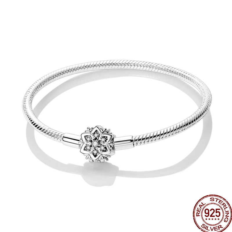 925 Silver 17-20CM Heart Pave Zirconia Original Bracelets Infinity Bracelet Fit DIY Charms Bead Birthday Jewelry Gifts Hot Sale